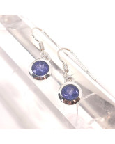 Tanzanite (Zoïsite bleue) - Boucles d'oreille Sertis Argent
