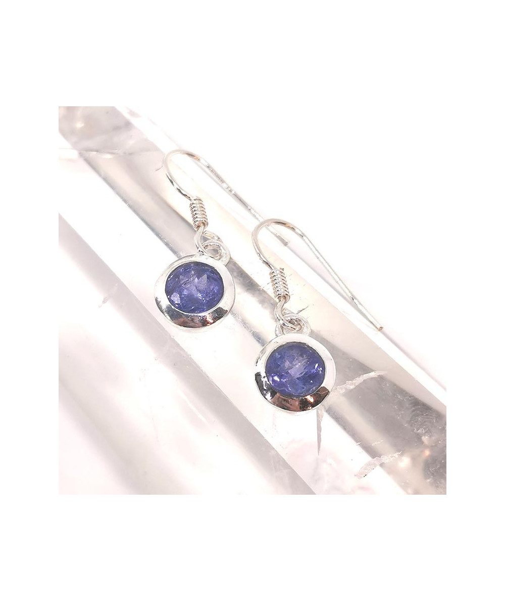 Tanzanite (Zoïsite bleue) - Boucles d'oreille Sertis Argent