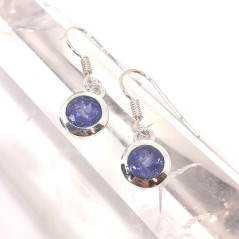 Tanzanite (Zoïsite bleue) - Boucles d'oreille Sertis Argent