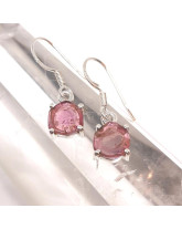 Tourmaline Rose Brute ( Rubellite ) - Boucles d'Oreilles Argent