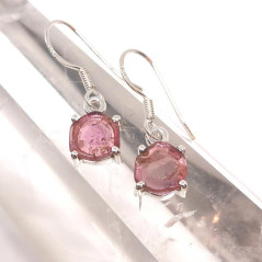 Tourmaline Rose Brute ( Rubellite ) - Boucles d'Oreilles Argent