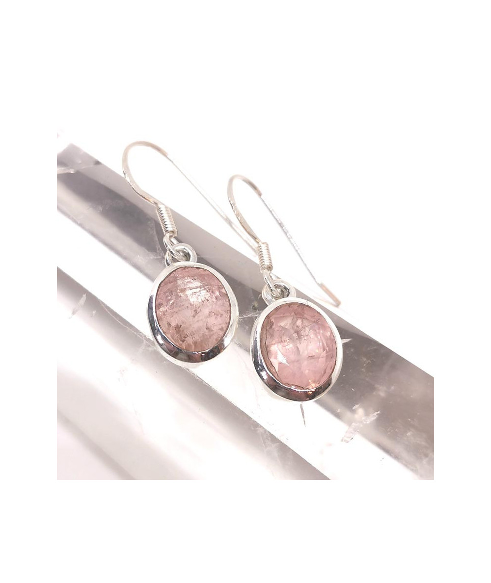 Morganite extra (Béryl rose) - Boucles d'Oreilles Argent