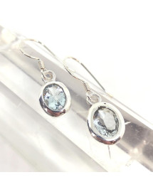 Aigue Marine AAA+ - Boucles d'Oreilles Argent