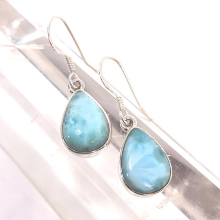 Larimar - Boucles d'Oreilles Argent - Fermoir Crochet