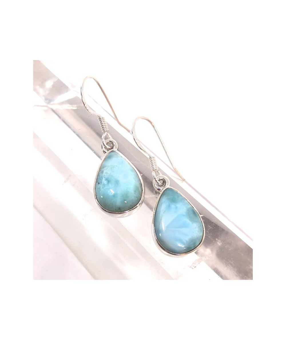 Larimar - Boucles d'Oreilles Argent - Fermoir Crochet