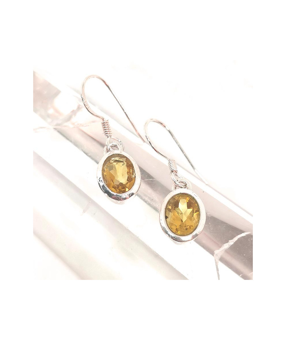 Citrine Naturelle AAA+ - Boucles d'Oreilles Argent