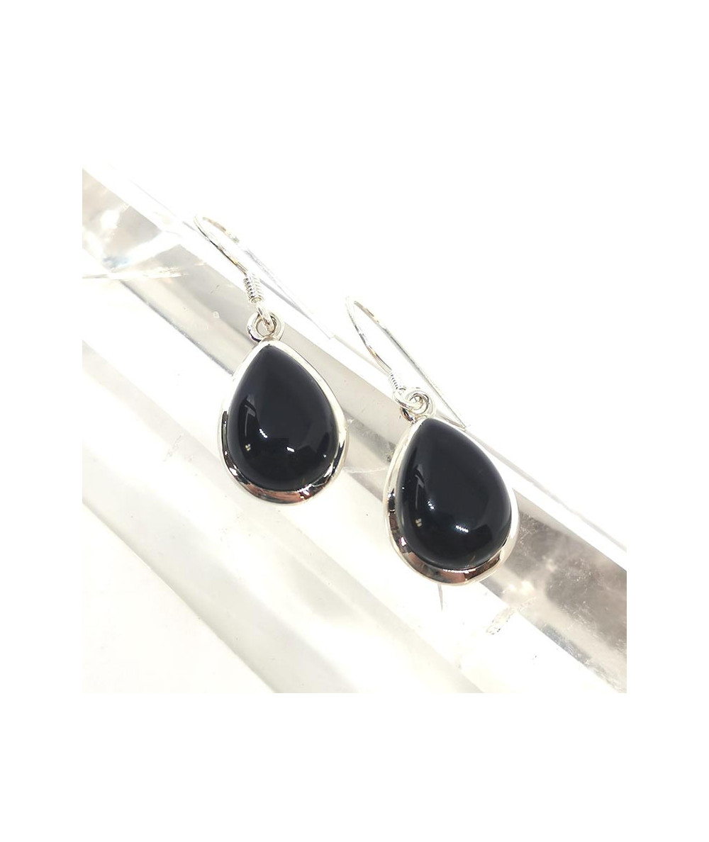 Obsidienne Noire - Boucles d'Oreilles Argent