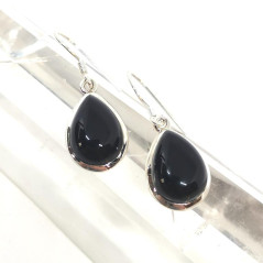 Obsidienne Noire - Boucles d'Oreilles Argent