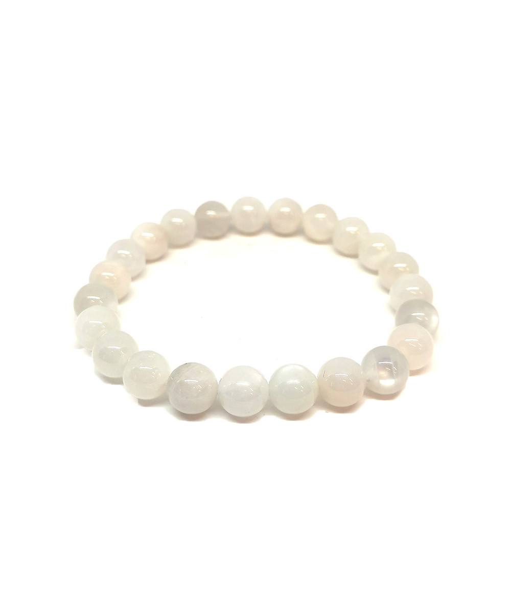 Bracelet en pierre de lave noire et blanche avec bouddha - Bracelet -  Creavea