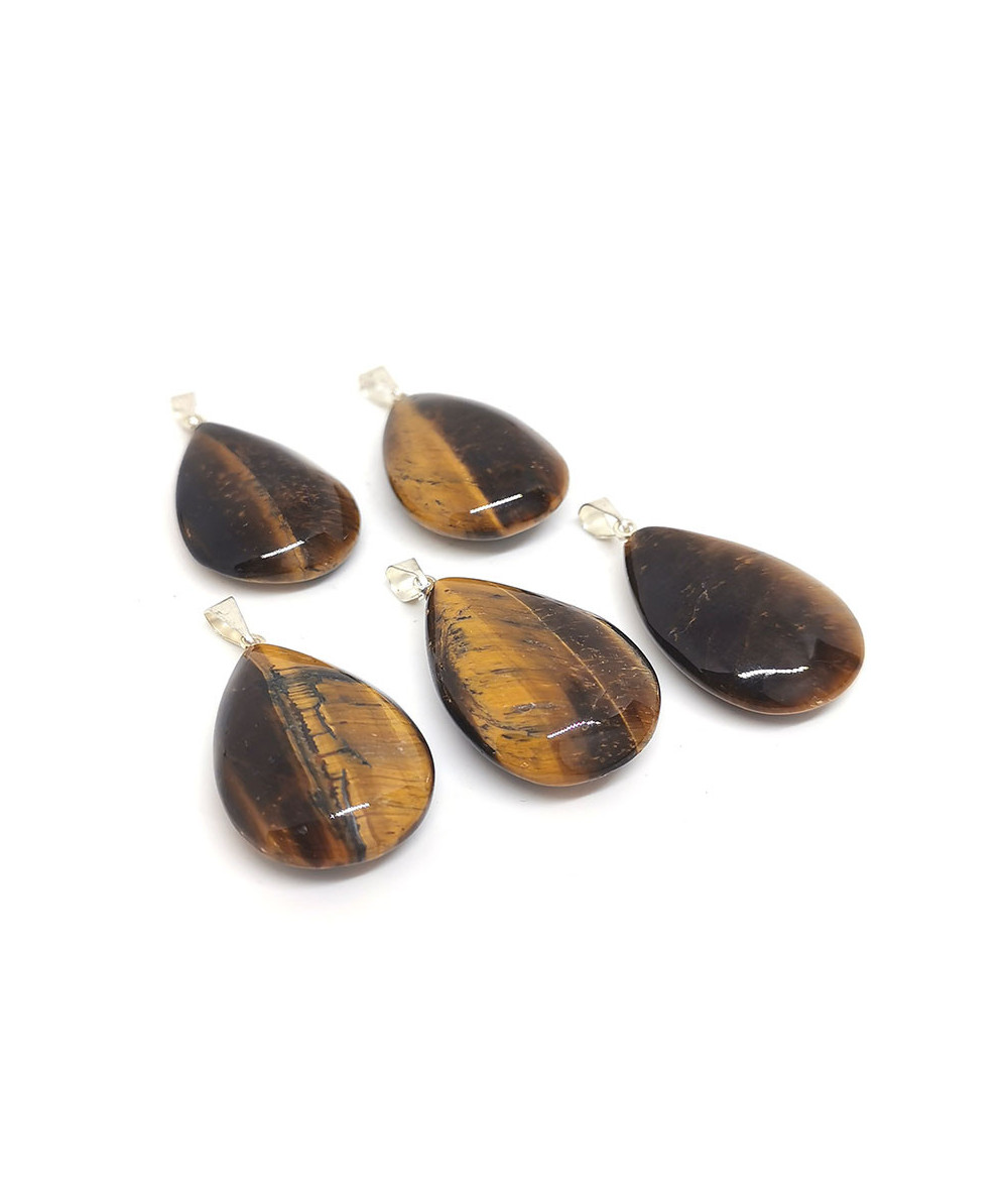 Pendentif Goutte En Oeil De Tigre Percé - Naturosphère - Environ 3x2,2cm - Cordon Non Inclus