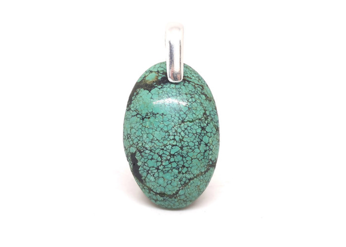 Turquoise du Tibet extra AAA+ - Pendentif Bélière Argent - 2,5 x 1,7 x 0,5 cm / 4,10 gr