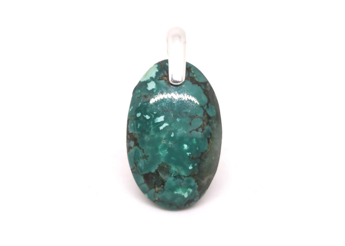 Turquoise du Tibet extra AAA+ - Pendentif Bélière Argent - 2,5 x 1,5 x 0,5 cm / 4,30 gr