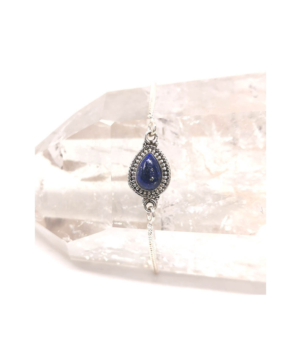 Lapis Lazuli - Bracelet Argent - Longueur de 14 à 17 cm réglable
