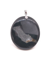 Agate Noire Druzy - Pendentif Bélière