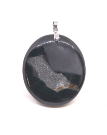 Agate Noire Druzy - Pendentif Bélière
