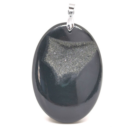 Agate Noire Druzy - Pendentif Bélière