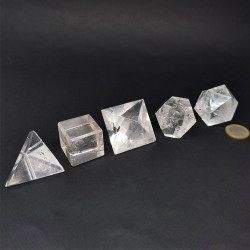 Set des 5 solides de Platon - Cristal de roche