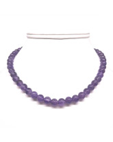 Améthyste - Collier Boules 8 mm - Fermoir Argent