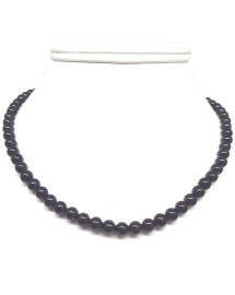 Spinelle noire - Collier Boules 6 mm - Fermoir Argent
