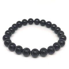 Bracelet Spinelle noire - Boules 8 mm