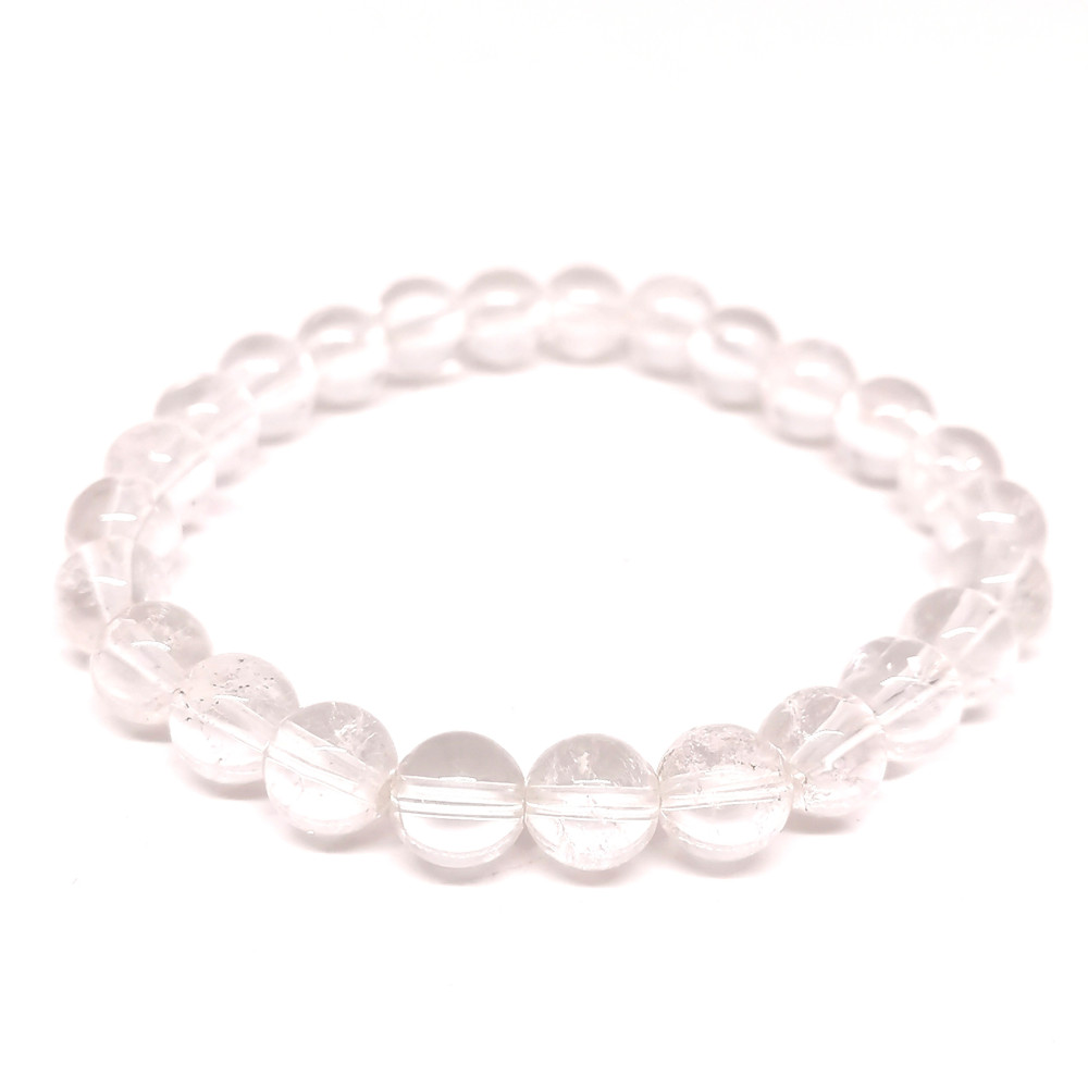 Bracelet Cristal de roche - Pierres boules 8mm