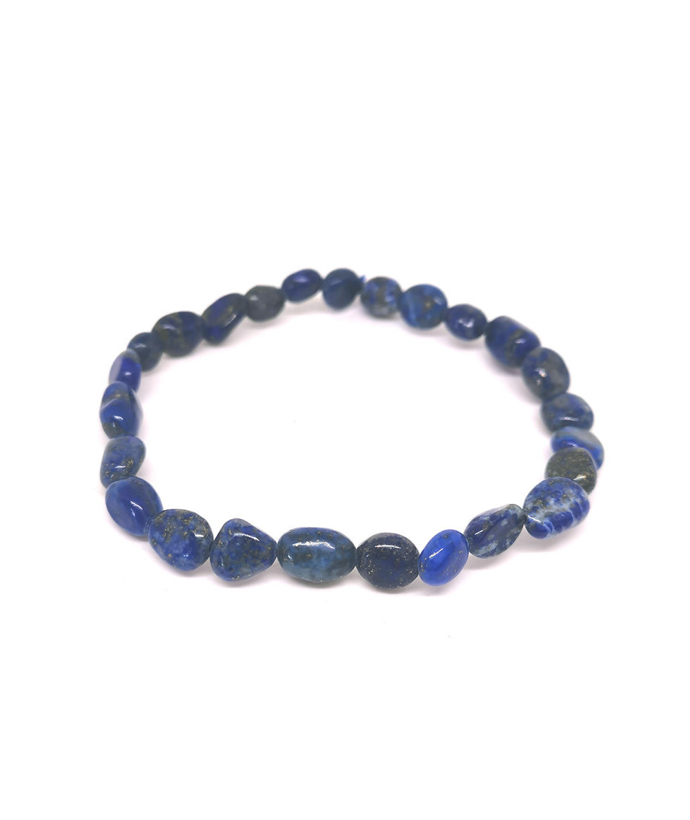 Lapis lazuli - Bracelet Grains - Longueur 16.5cm Extensible (Tour du poignet) Grains de 6 à 8mm