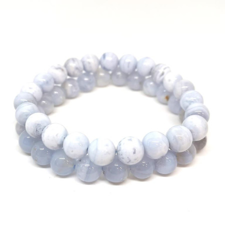 Calcédoine bleue - Bracelets Boules 8 mm