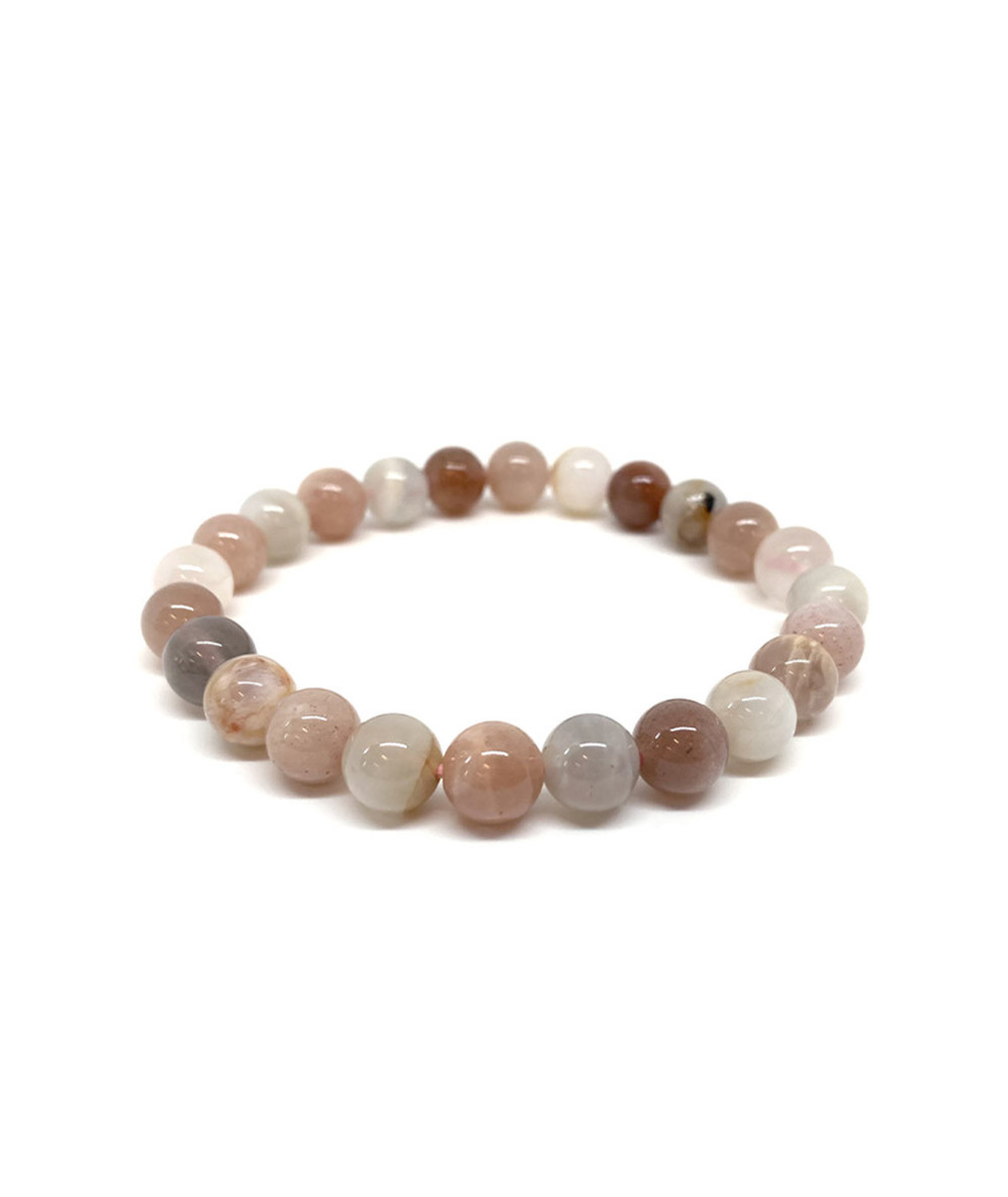  Pierre de lune multicouleurs - Bracelet boules 8mm