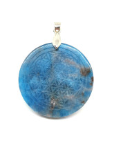 Apatite Bleue & Fleur de Vie - Pendentif Bélière