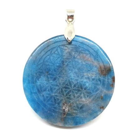 Apatite Bleue & Fleur de Vie - Pendentif Bélière