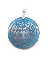 Apatite Bleue & Arbre de Vie - Pendentif Bélière