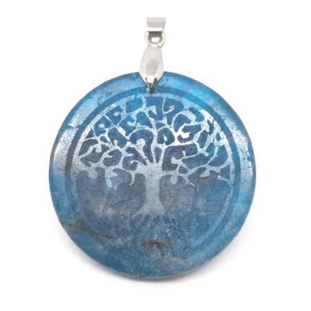 Apatite Bleue & Arbre de Vie - Pendentif Bélière