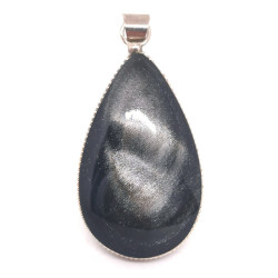 Obsidienne argentée - Pendentifs Cerclé - Bélière Argentée