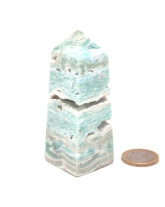 Aragonite Bleue (Calcite Caraïbe) - Pointe Polie