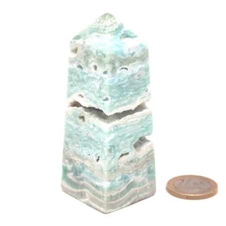 Aragonite Bleue (Calcite Caraïbe) - Pointe Polie