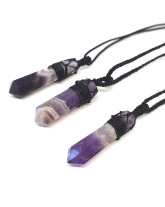 Améthyste - Collier Macramé Pointe Polie