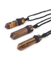Oeil de Tigre - Collier Macramé Pointe Polie