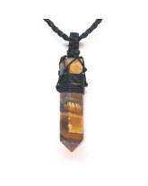 Oeil de Tigre - Collier Macramé Pointe Polie