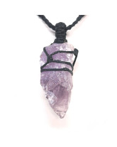 Améthyste - Collier Macramé Pointe Brute