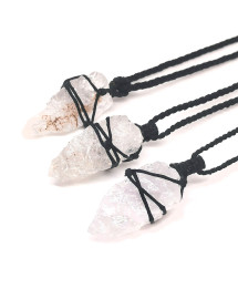 Cristal de Roche - Collier Macramé Pointe Brute