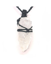 Cristal de Roche - Collier Macramé Pointe Brute