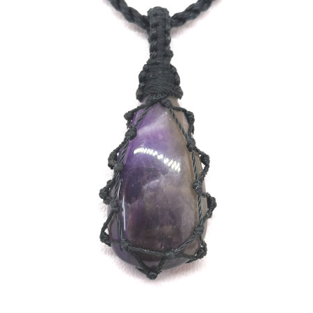 Améthyste - Collier Macramé Cabochon