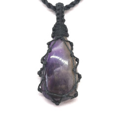 Améthyste - Collier Macramé Cabochon