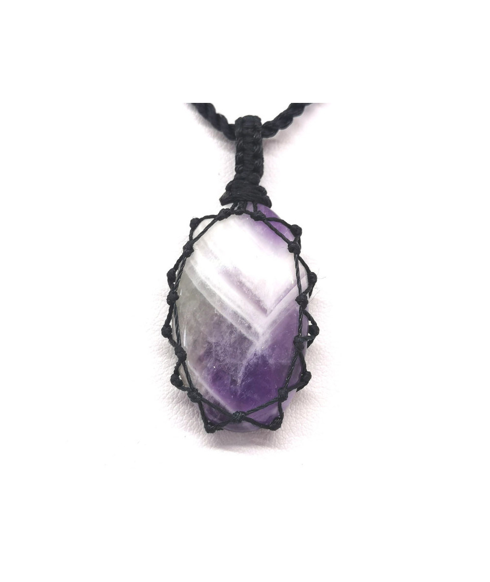 Améthyste - Collier Macramé Cabochon