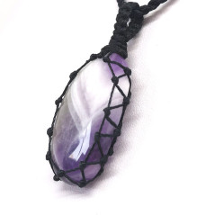 Améthyste - Collier Macramé Cabochon