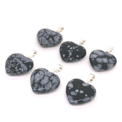 Obsidienne Flocon de Neige - Pendentif Coeur