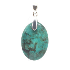Turquoise du Tibet - Pendentif Bélière Argent