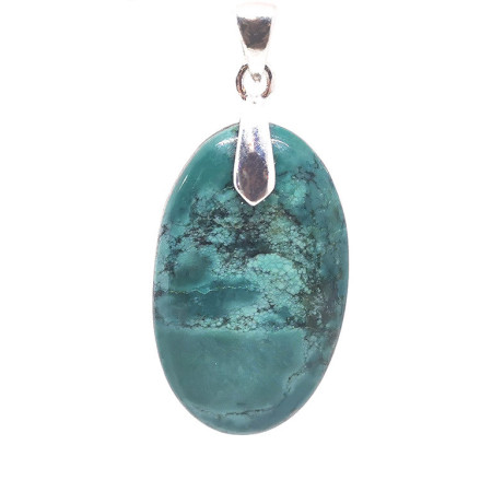 Turquoise du Tibet - Pendentif Bélière Argent
