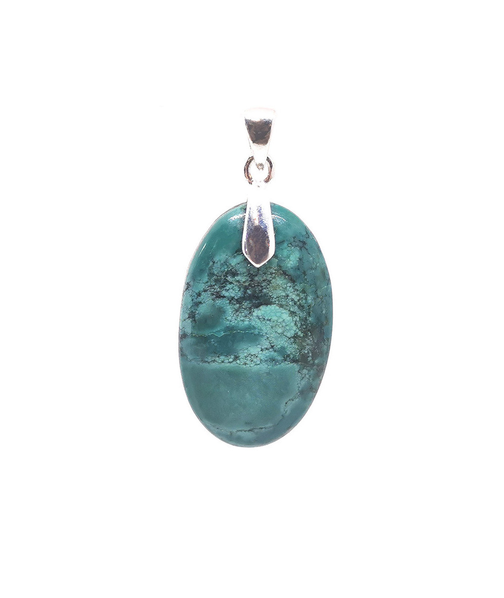 Turquoise du Tibet - Pendentif Bélière Argent