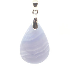 Calcédoine Bleue - Pendentif Bélière Argent
